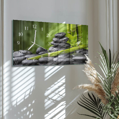 Horizontal wall clock Zen stones