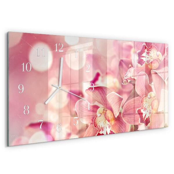 Horizontal wall clock Orchids