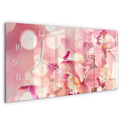 Horizontal wall clock Orchids