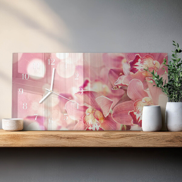 Horizontal wall clock Orchids