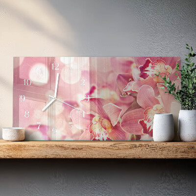 Horizontal wall clock Orchids
