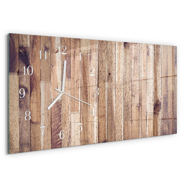 Horizontal wall clock Wooden boards