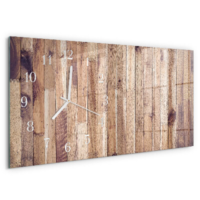 Horizontal wall clock Wooden boards