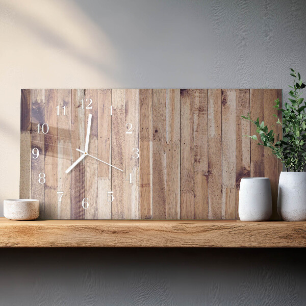 Horizontal wall clock Wooden boards