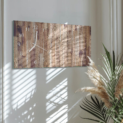 Horizontal wall clock Wooden boards