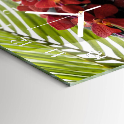 Horizontal wall clock Flowers and stones