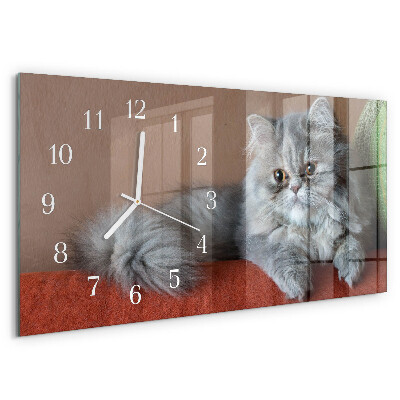 Horizontal wall clock Persian cat
