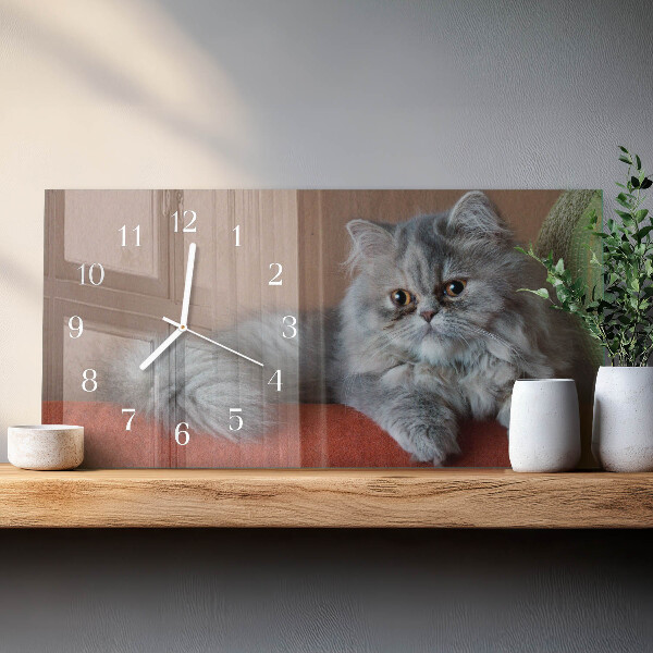 Horizontal wall clock Persian cat