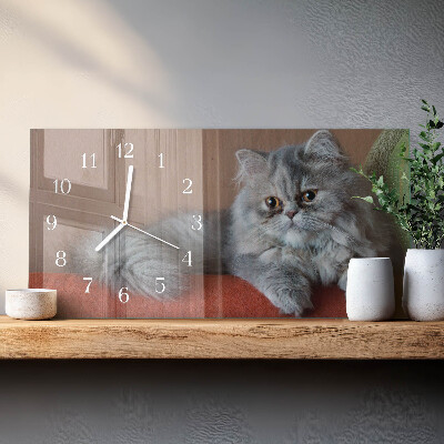 Horizontal wall clock Persian cat