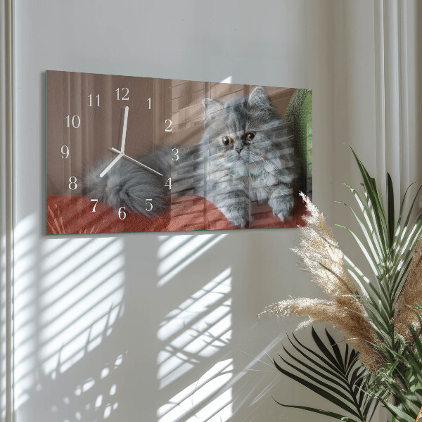 Horizontal wall clock Persian cat