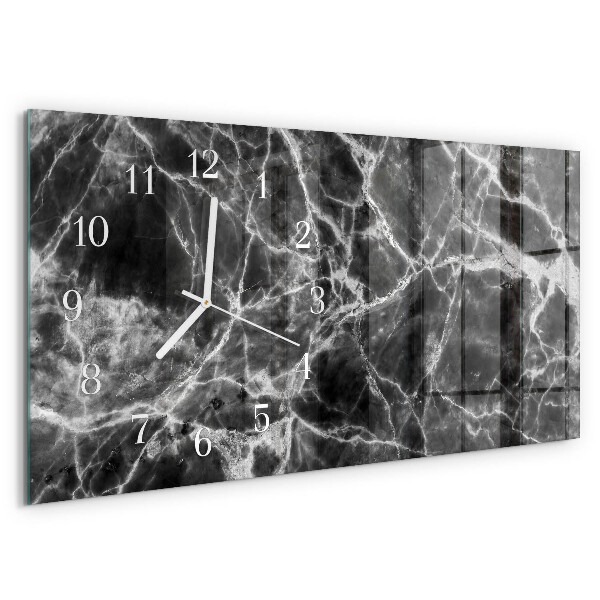 Horizontal wall clock Black marble