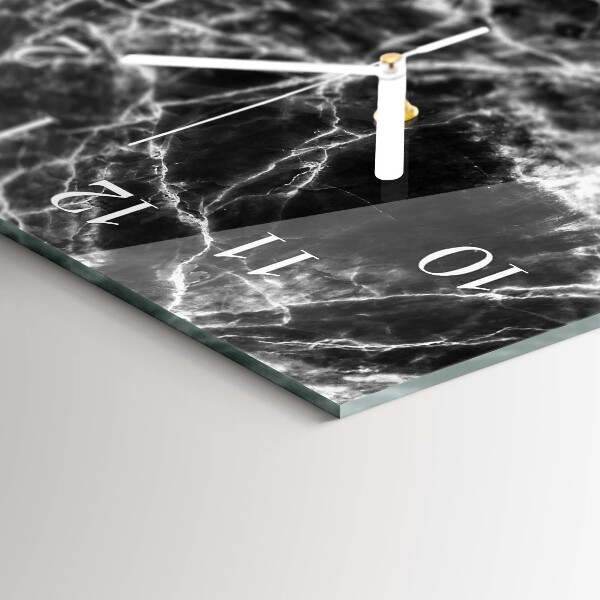 Horizontal wall clock Black marble