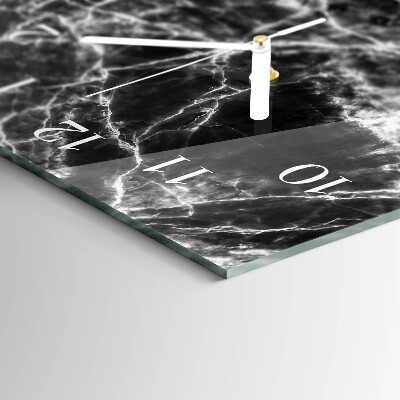 Horizontal wall clock Black marble