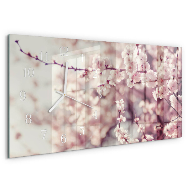 Horizontal wall clock Cherry blossoms