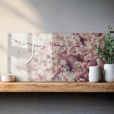 Horizontal wall clock Cherry blossoms