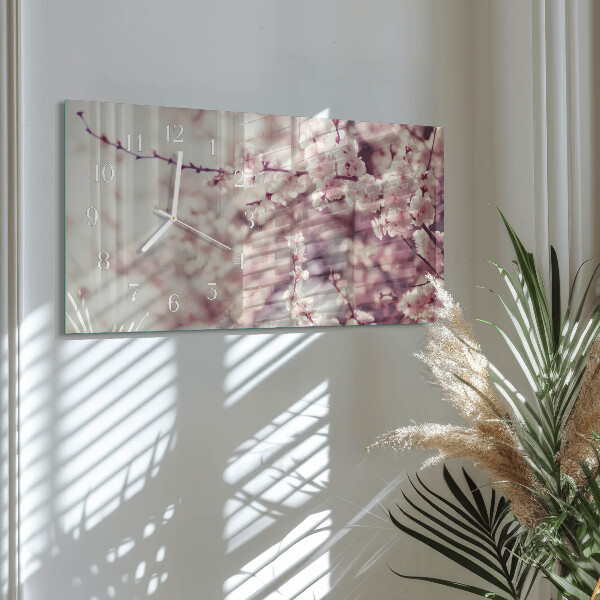Horizontal wall clock Cherry blossoms