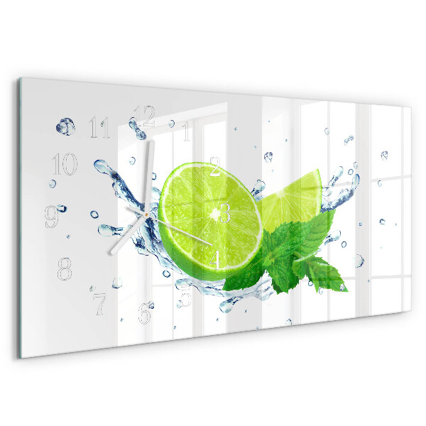 Horizontal wall clock Lemon mint