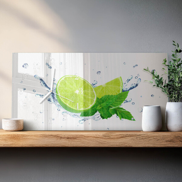 Horizontal wall clock Lemon mint