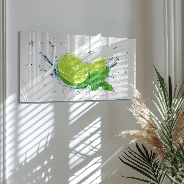 Horizontal wall clock Lemon mint