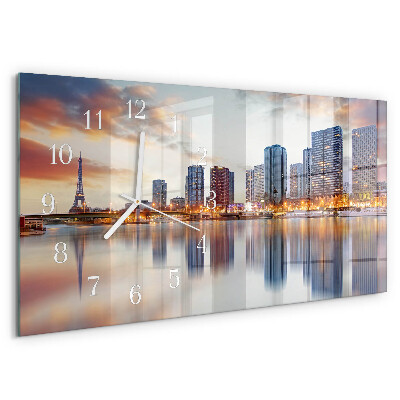Horizontal wall clock Paris in the evening