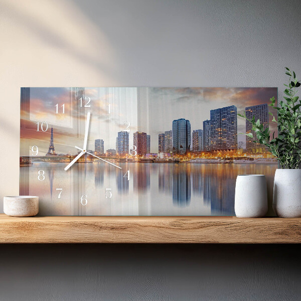 Horizontal wall clock Paris in the evening