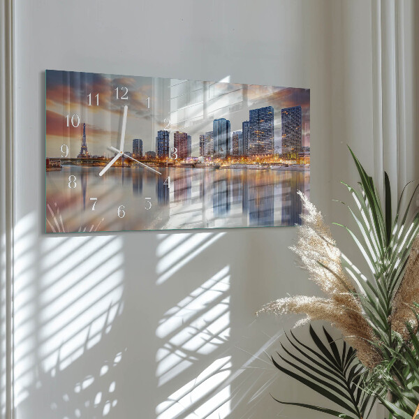Horizontal wall clock Paris in the evening