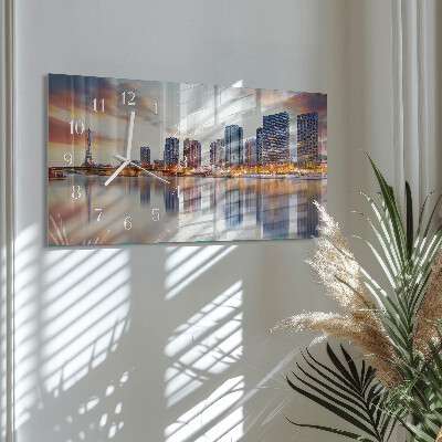 Horizontal wall clock Paris in the evening