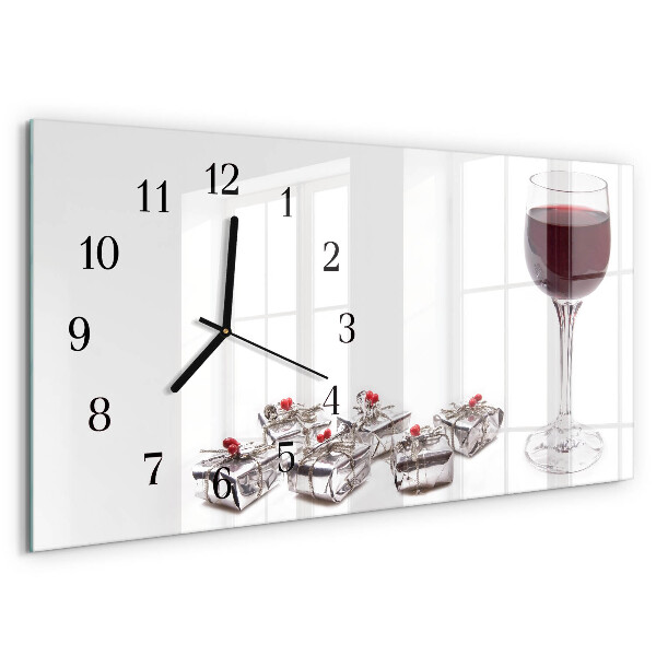Horizontal wall clock Wine glass