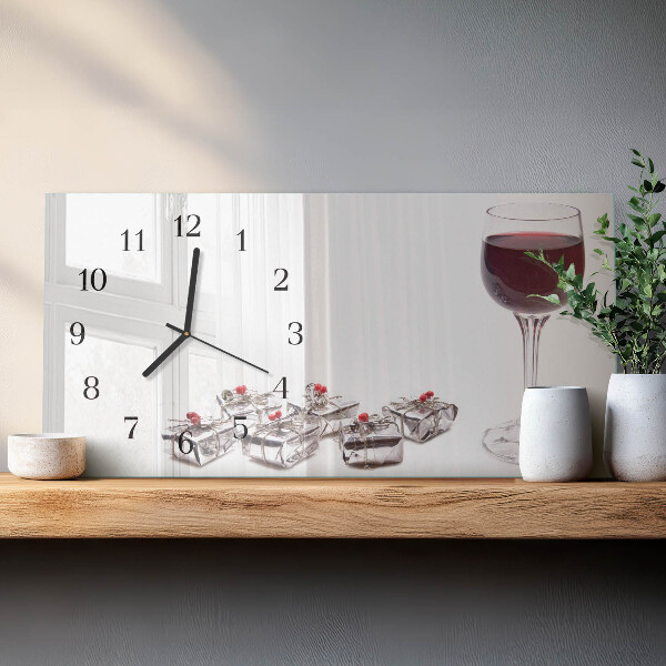 Horizontal wall clock Wine glass