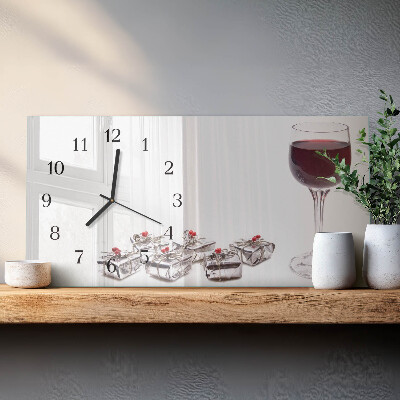 Horizontal wall clock Wine glass