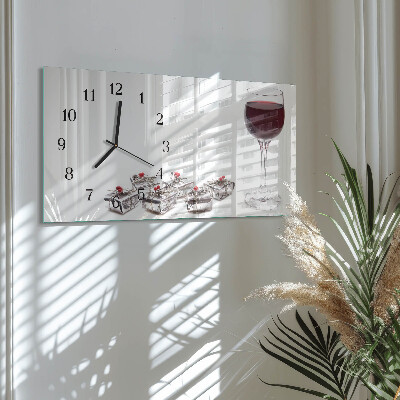 Horizontal wall clock Wine glass