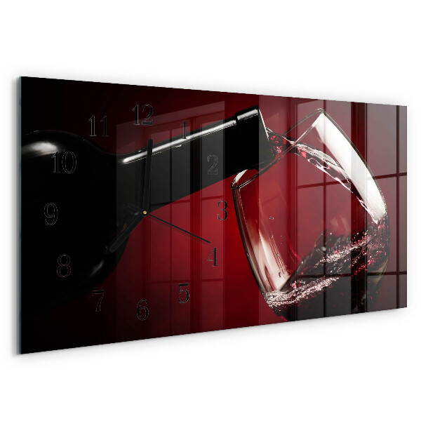Horizontal wall clock Wine glass