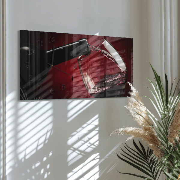 Horizontal wall clock Wine glass