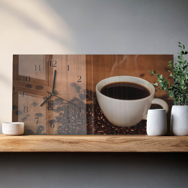 Horizontal wall clock Hot coffee