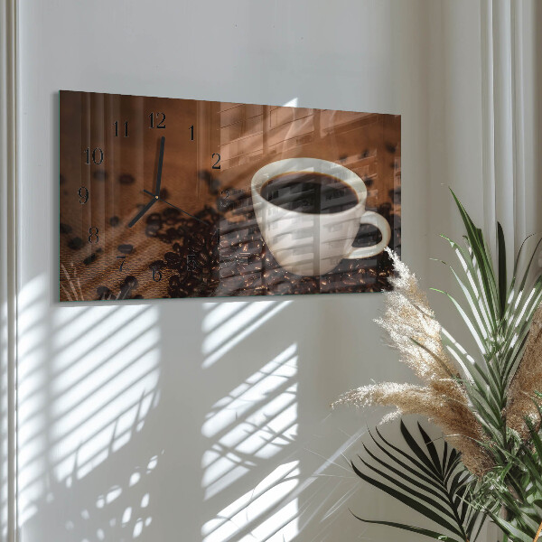 Horizontal wall clock Hot coffee