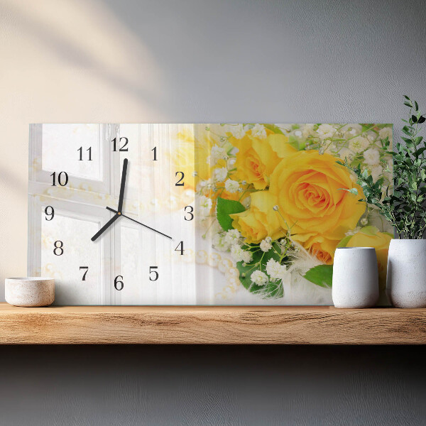 Horizontal wall clock Flowers