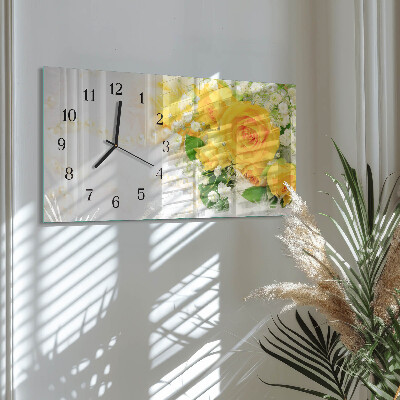 Horizontal wall clock Flowers