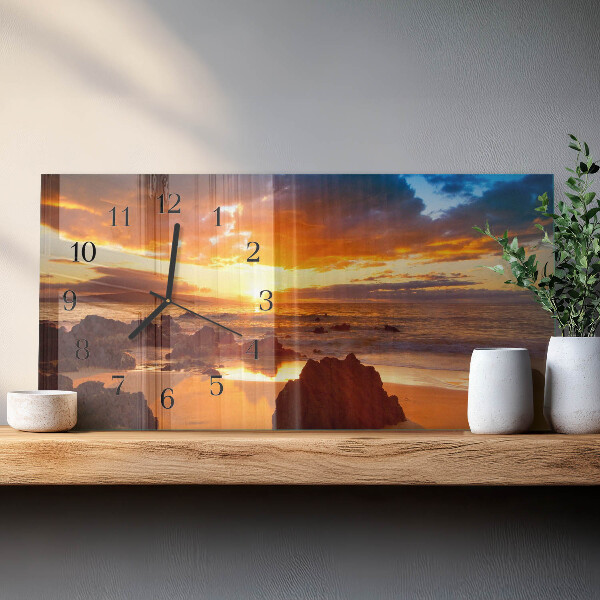 Horizontal wall clock Sunset