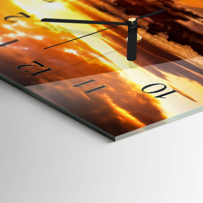 Horizontal wall clock Sunset