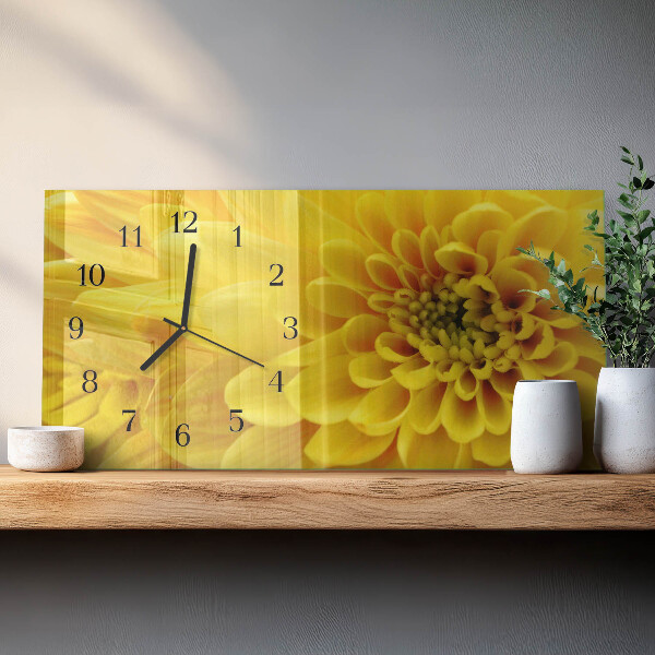 Horizontal wall clock Chrysanthemum