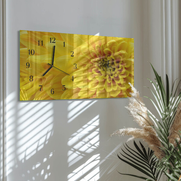 Horizontal wall clock Chrysanthemum