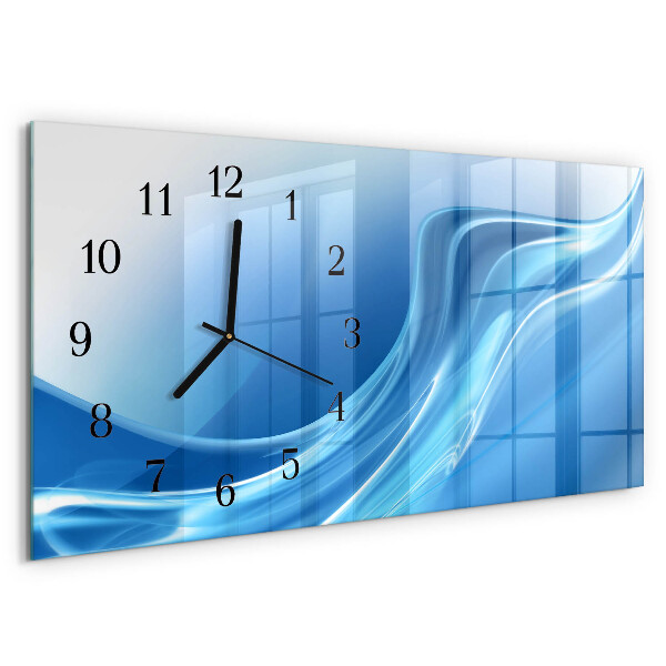 Horizontal wall clock Blue waves
