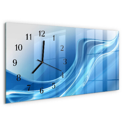 Horizontal wall clock Blue waves