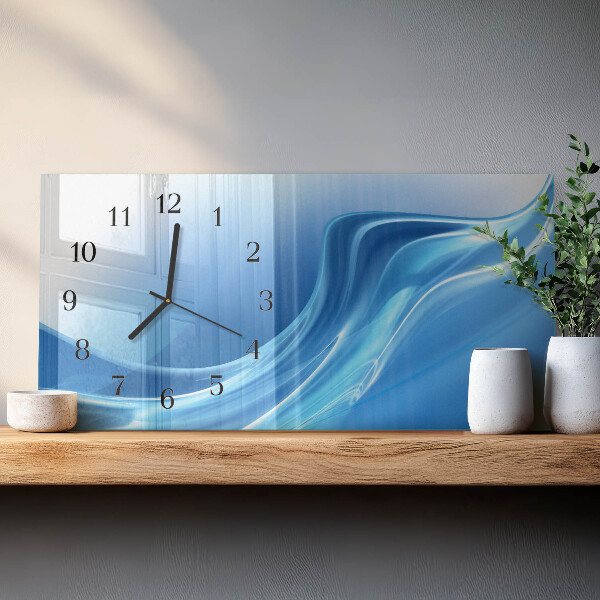 Horizontal wall clock Blue waves