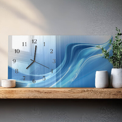 Horizontal wall clock Blue waves