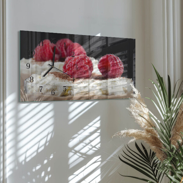 Horizontal wall clock Raspberry dessert