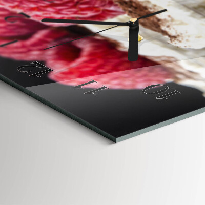 Horizontal wall clock Raspberry dessert