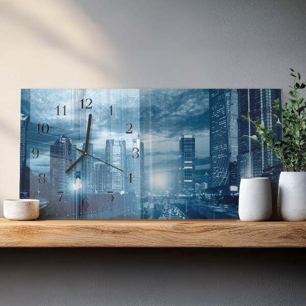 Horizontal wall clock City at night