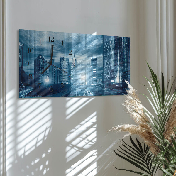 Horizontal wall clock City at night