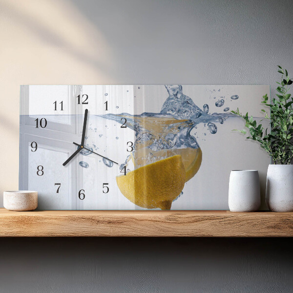 Horizontal wall clock Lemon in water